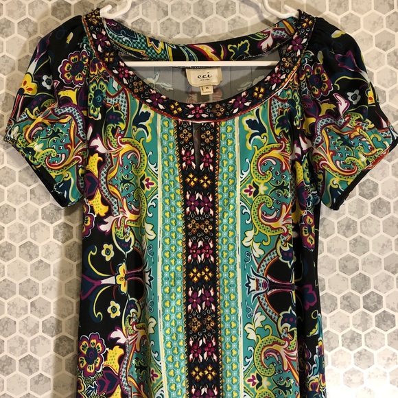 Eci Boho Patterned Dress with Beaded Detailing - Picture 2 of 8